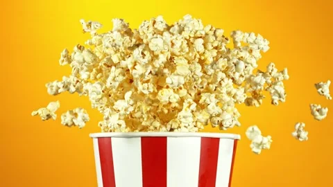 Super Slow Motion of Exploding popcorn from Bucket. Stock Footage 304501655