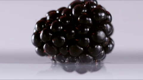Super slow motion of falling blackberry into water, 1000 fps Stock Footage 90667607