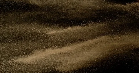 Super Slow Motion of Falling Brown powder, Dirt Soil in the Air. Stock Footage 318613286