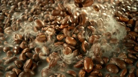 Super Slow Motion of Falling Coffee Beans on Pile. Stock Footage 292811919