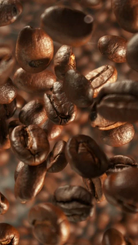Super Slow Motion of Falling Coffee Beans on Pile. Stock Footage 292823199