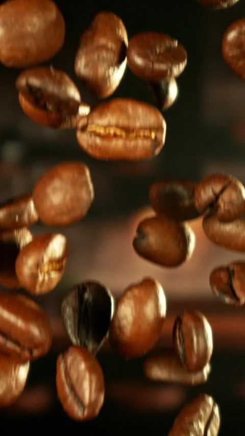Super Slow Motion of Falling Coffee Beans on Pile. Stock Footage 292824792