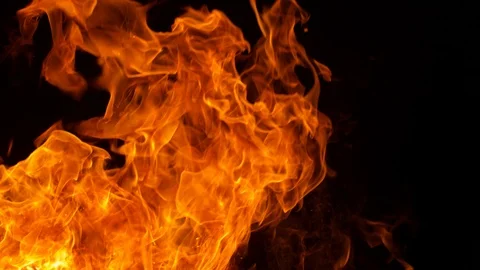 Super slow motion of fire blast isolated on black background. Stock Footage 95936724