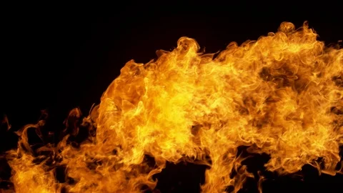 Super slow motion of fire blast isolated on black background. Stock Footage 112230291