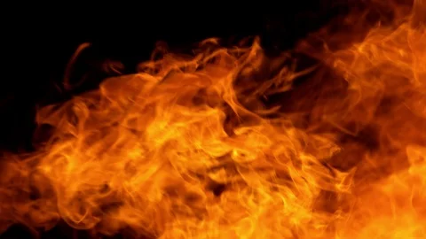 Super slow motion of fire blast isolated on black background. Stock Footage 112230608