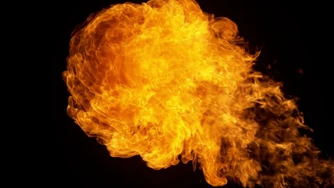 Super slow motion of fire blast isolated on black background. Stock Footage 112230769