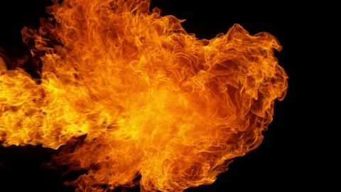 Super slow motion of fire blast isolated on black background. Stock Footage 121103489