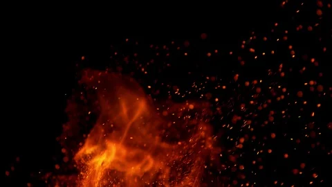 Super slow motion of fire blast isolated on black background. Stock Footage 124491705