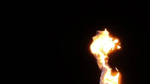 Super slow motion of fire blasts on black background. Filmed on high speed ci Stock Footage 143261975