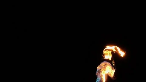 Super slow motion of fire blasts on black background. Filmed on high speed ci Vídeos de archivo 143261994