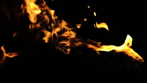 Super slow motion of fire blasts on black background. Filmed on high speed ci Stock Footage 143262089