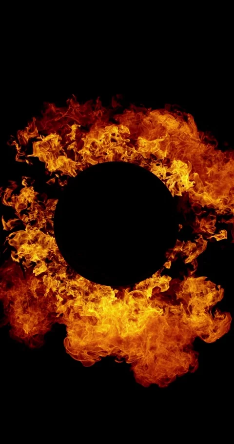 Super Slow Motion of Fire Circle Isolated on Black Background. Stock Footage 293339707