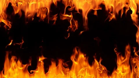 Super slow motion of fire frame isolated on black background. Stock Footage 95934473