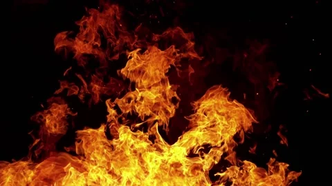 Super slow motion of fire line isolated on black background. Stock Footage 232375140