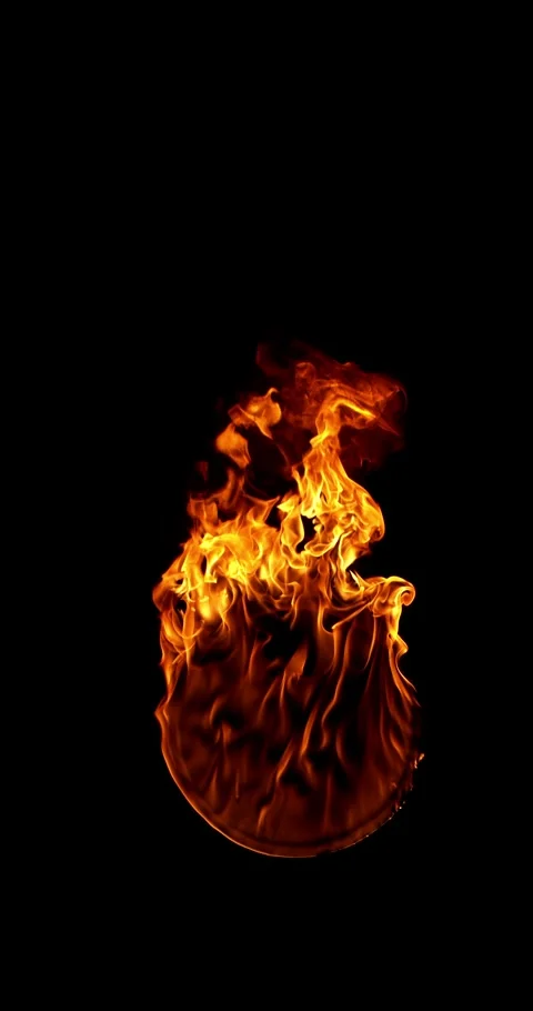Super Slow Motion of Fire Rounded Shape Isolated on Black Background. Stock Footage 323365278