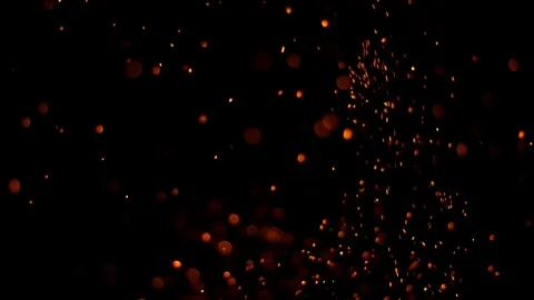 Super slow motion of fire sparks isolated on black background. Stock Footage 95936491