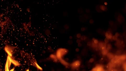 Super slow motion of fire sparks isolated on black background. Vídeo Stock 117414087