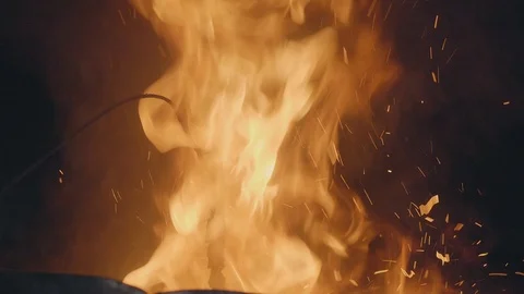 Super slow motion fire/flame sparks close up Stockbeeldmateriaal 109354034