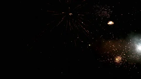 Super slow motion of fireworks isolated on black background Stock Footage 165277757
