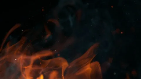 Super slow motion of flames isolated on black background. Stock Footage 128836905