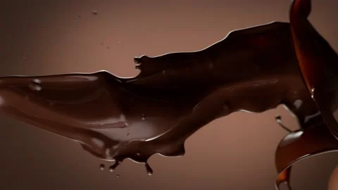 Super slow motion of flowing dark hot chocolate splashes Stock-Footage 150942403