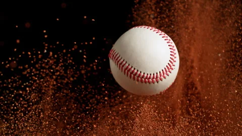 Super Slow Motion Flying Baseball Ball and Orange Clay Explosion at 1000fps. 스톡 동영상 306346107