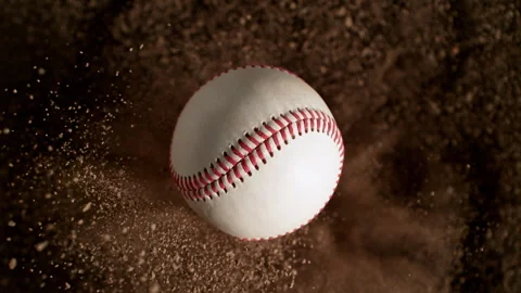 Super Slow Motion Flying Baseball Ball and Clay Explosion Towards Camera at 스톡 동영상 306804661