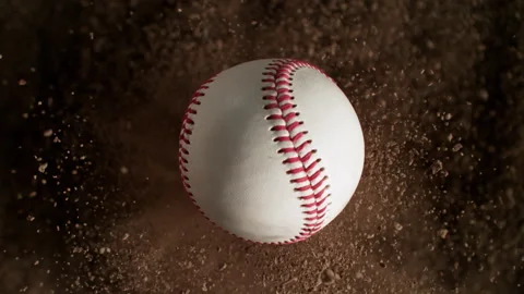 Super Slow Motion Flying Baseball Ball and Clay Explosion Towards Camera at 스톡 동영상 307991320