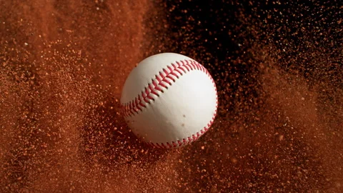 Super Slow Motion Flying Baseball Ball and Orange Clay Explosion at 1000fps. 스톡 동영상 307991682
