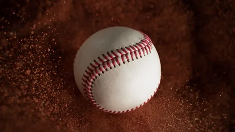 Super Slow Motion Flying Baseball Ball and Orange Clay Explosion Towards Camera 스톡 동영상 309192076