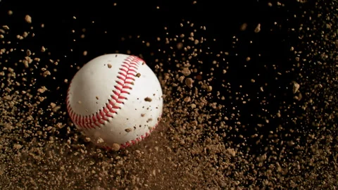 Super Slow Motion Flying Baseball Ball and Clay Explosion at 1000fps. 스톡 동영상 309916224
