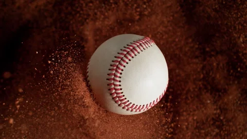 Super Slow Motion Flying Baseball Ball and Orange Clay Explosion Towards Camera 스톡 동영상 310457961
