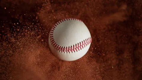 Super Slow Motion Flying Baseball Ball and Orange Clay Explosion Towards Camera 스톡 동영상 310655279