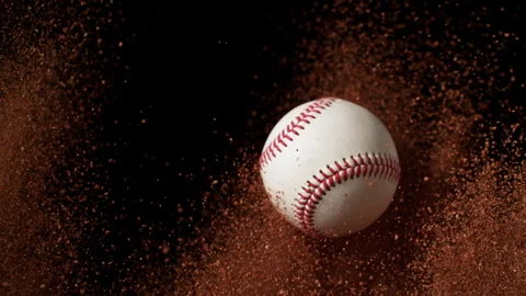 Super Slow Motion Flying Baseball Ball and Orange Clay Explosion at 1000fps. 스톡 동영상 310655312