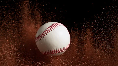 Super Slow Motion Flying Baseball Ball and Orange Clay Explosion at 1000fps. 스톡 동영상 311227009
