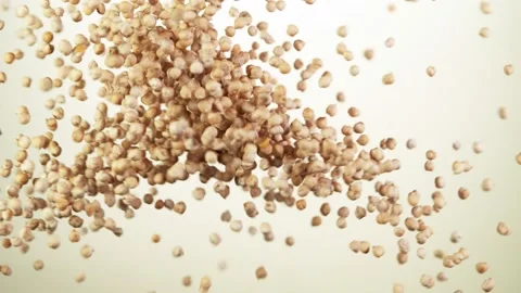Super slow motion of flying chickpeas legumes up in the air. Stock Footage 139809970