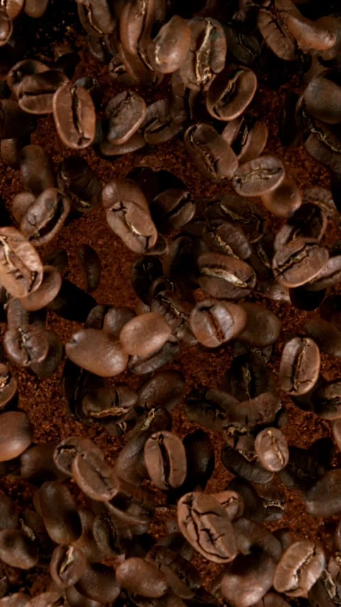 Super Slow Motion of Flying Coffee Beans. Stock Footage 292825659