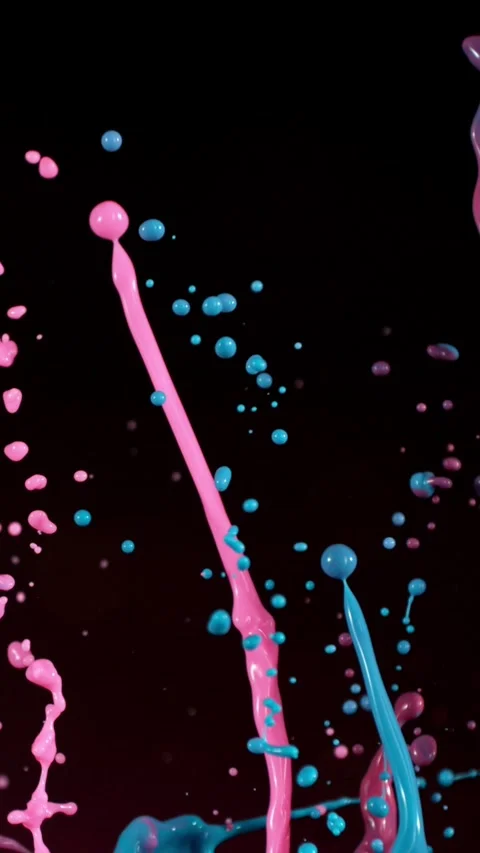 Super Slow Motion of Flying Colored Splashes, Isolated on Black Background. Stock Footage 295943879