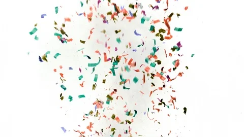 Super slow motion of flying coloured confetti isolated on white background. Stock Footage 122670138
