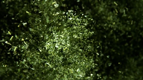 Super slow motion of flying dry parsley or herbs spice. Stock Footage 120142542