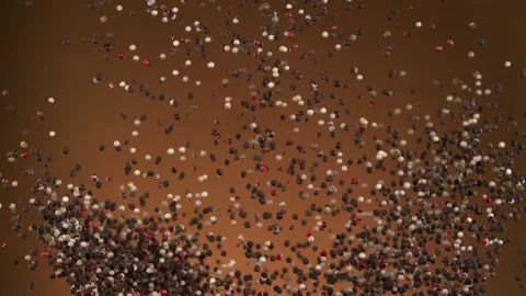 Super slow motion of flying dry whole pepper spice Stock Footage 163790879
