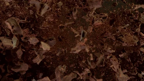 Super slow motion of flying group of raw chocolate pieces. Stock Footage 200832158