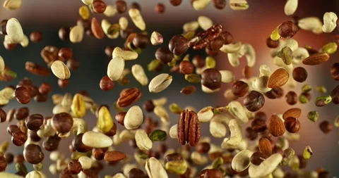 Super Slow Motion of Flying Nuts Mix. Stock Footage 293569310