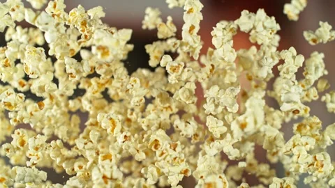 Super Slow Motion of Flying Popcorn. Stock Footage 306651992