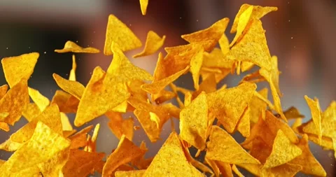 Super Slow Motion of Flying Tortilla Chips. Stock Footage 293578982