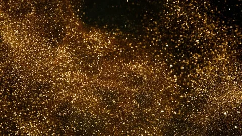 Super slow motion of glittering golden particles on black background Stock Footage 157609331