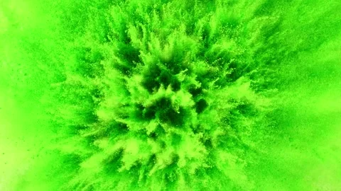 Super Slow Motion of Green Powder Explosion with Rotating Camera. Stock Footage 283016587