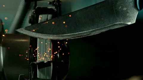 Super Slow Motion Of Grinding Knife In Detail. Stock Footage 237158843