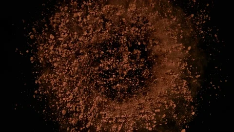 Super slow motion of ground coffee powder rotation on black background Stock Footage 172012707