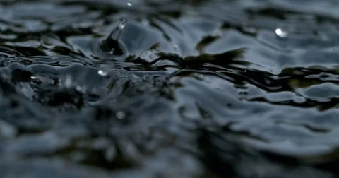 Super slow motion heavy rain drops close up shot on Phantom Flex 4K Stock Footage